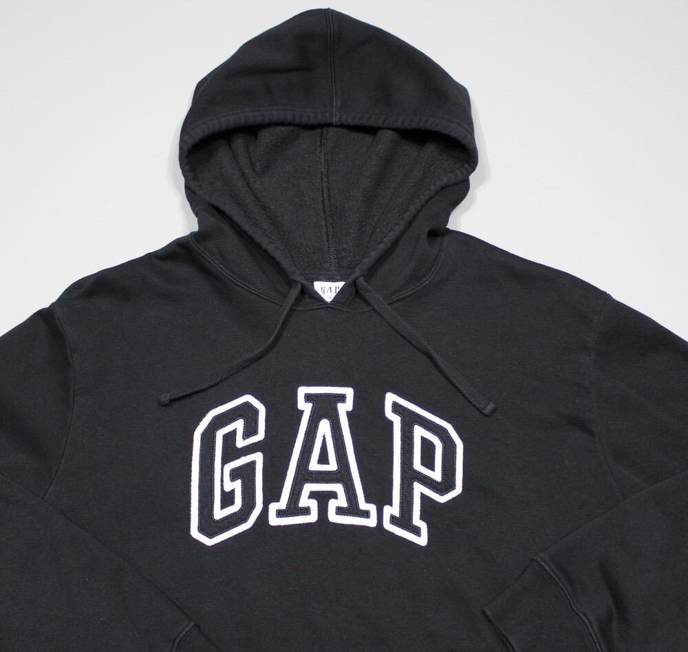 Gap Long Sleeve Hoodie Sweatshirt Mens XXL Black Embroidered Logo